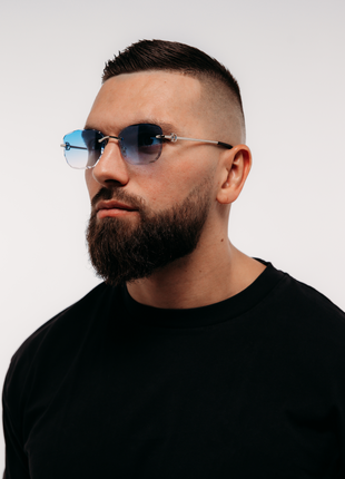 Rimless Sky Blue Rectangular