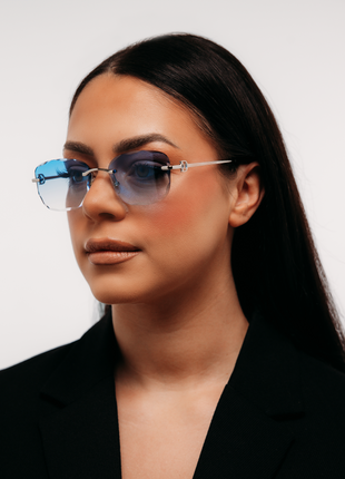 Rimless Sky Blue Rectangular
