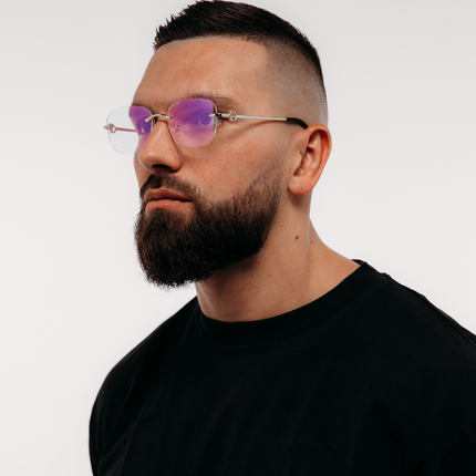 Rimless Transparent Rectangular Silver