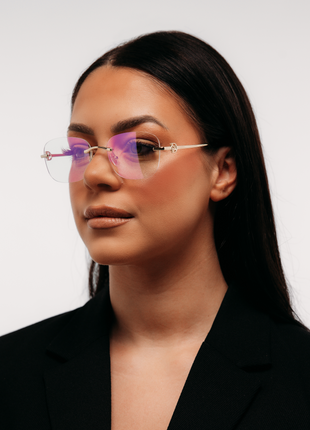 Rimless Transparent Rectangular Silver