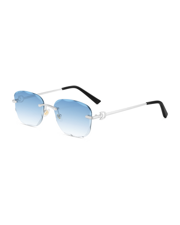 Rimless Sky Blue Rectangular