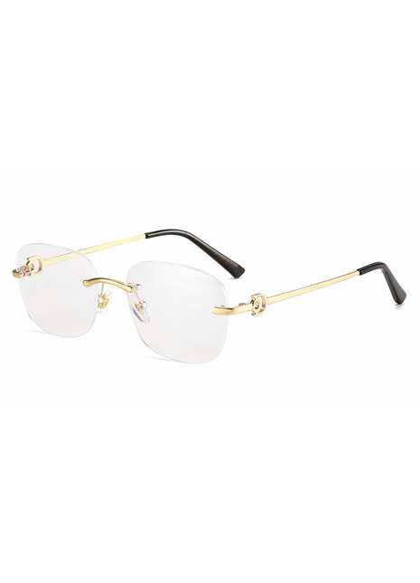 Rimless Transparent Rectangular Gold