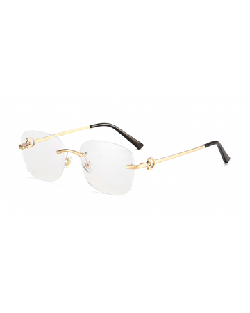 Rimless Transparent Rectangular Gold