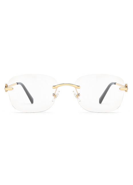 Rimless Transparent Rectangular Gold