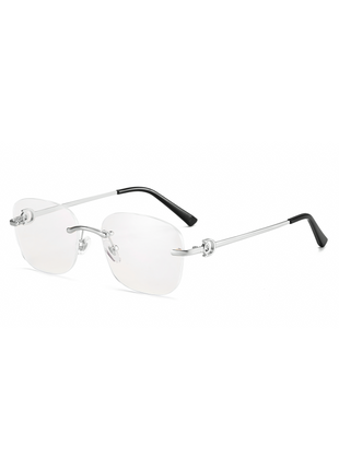 Rimless Transparent Rectangular Silver