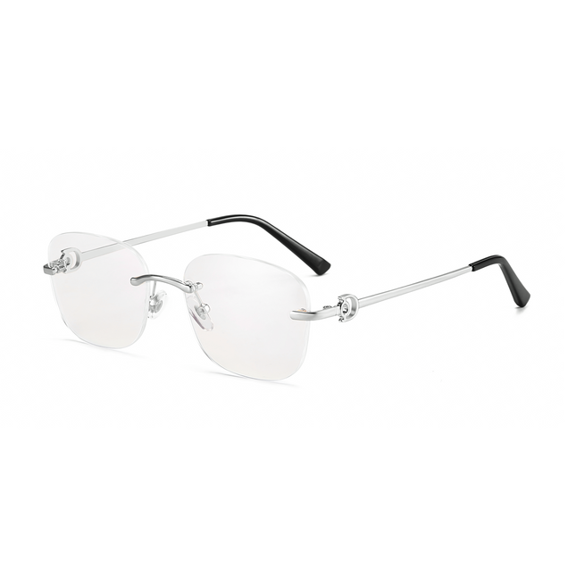 Rimless Transparent Rectangular Silver