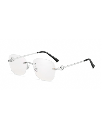 Rimless Transparent Rectangular Silver