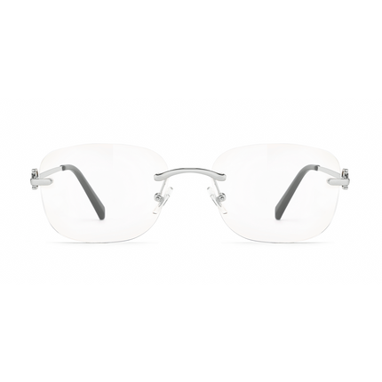 Rimless Transparent Rectangular Silver
