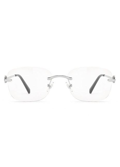 Rimless Transparent Rectangular Silver
